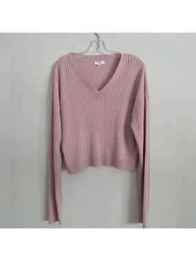 BP. | V-neck Ribbed Sweater Mauve Pink Sz 2X